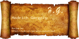 Hedrich Gergely névjegykártya
